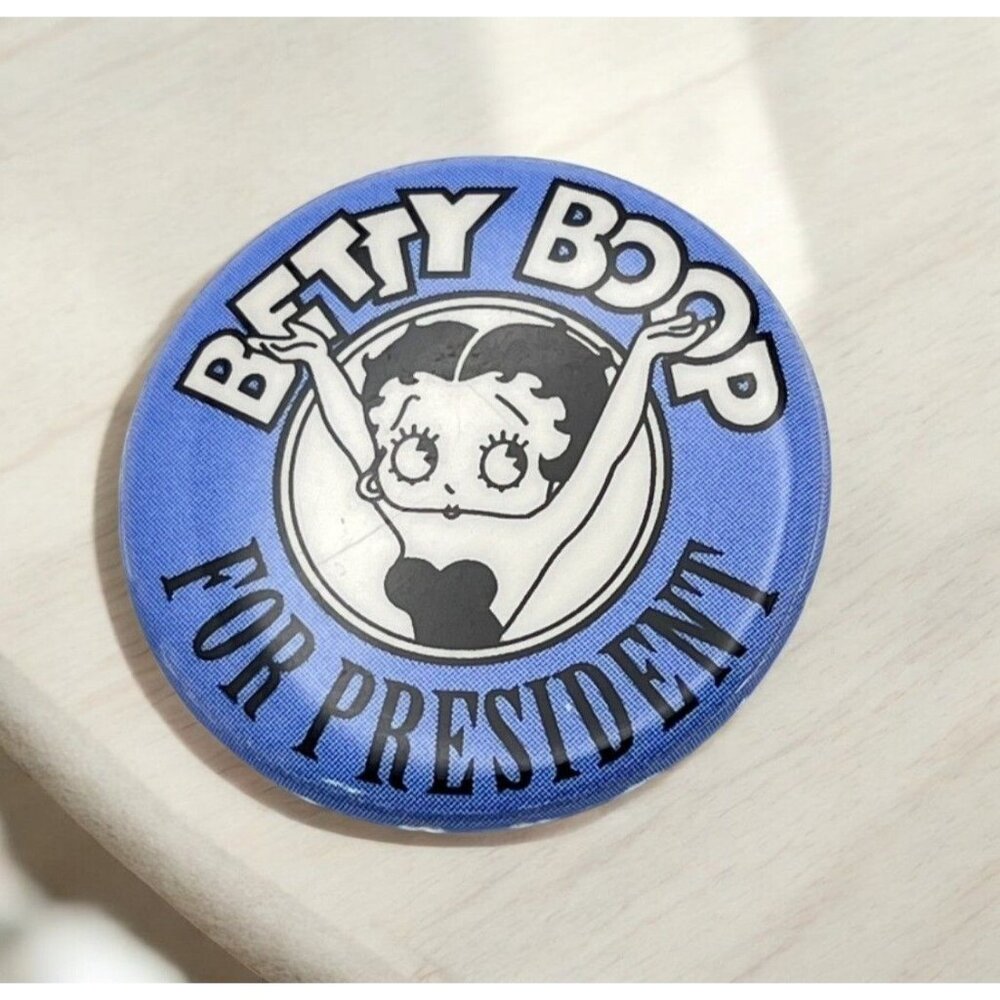 Vintage Betty Boop For President Button Pin Classic Pinback Political Humor 1992